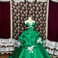 Green shiny beaded bow long satin ball gown evening dress quinceanera dress nv4645