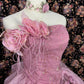 Robe de soirée longue en tulle perlé à fleurs roses, robe de bal, robe de quinceanera nv4646