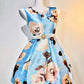 Blue Floral Fashion Short Satin Homecoming Dress Birthday Party Dress nv5310