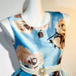 Blue Floral Fashion Short Satin Homecoming Dress Birthday Party Dress nv5310