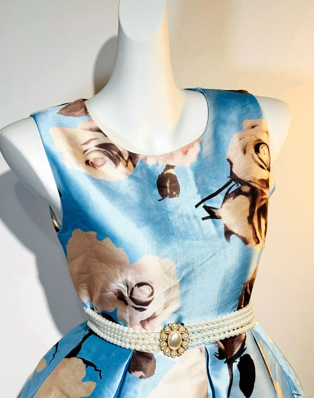 Blue Floral Fashion Short Satin Homecoming Dress Birthday Party Dress nv5310