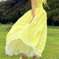 Gelb süßes elegantes langes Satin Prinzessin Ballkleid Abendkleid nv2911