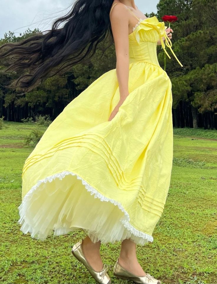 Gelb süßes elegantes langes Satin Prinzessin Ballkleid Abendkleid nv2911