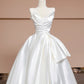 Robe de mariée, robe de bal et robe de soirée longue en satin blanc, élégante et simple. nv5078