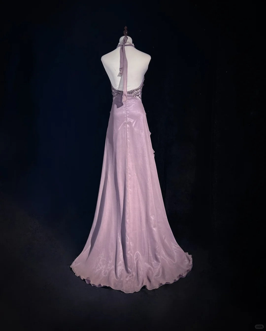 Lila zarte Perlen elegante lange Tüll Ballkleid Abendkleid nv4925