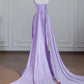 Robe de soirée longue en satin violet, élégante et longue, style féerique, nv4959