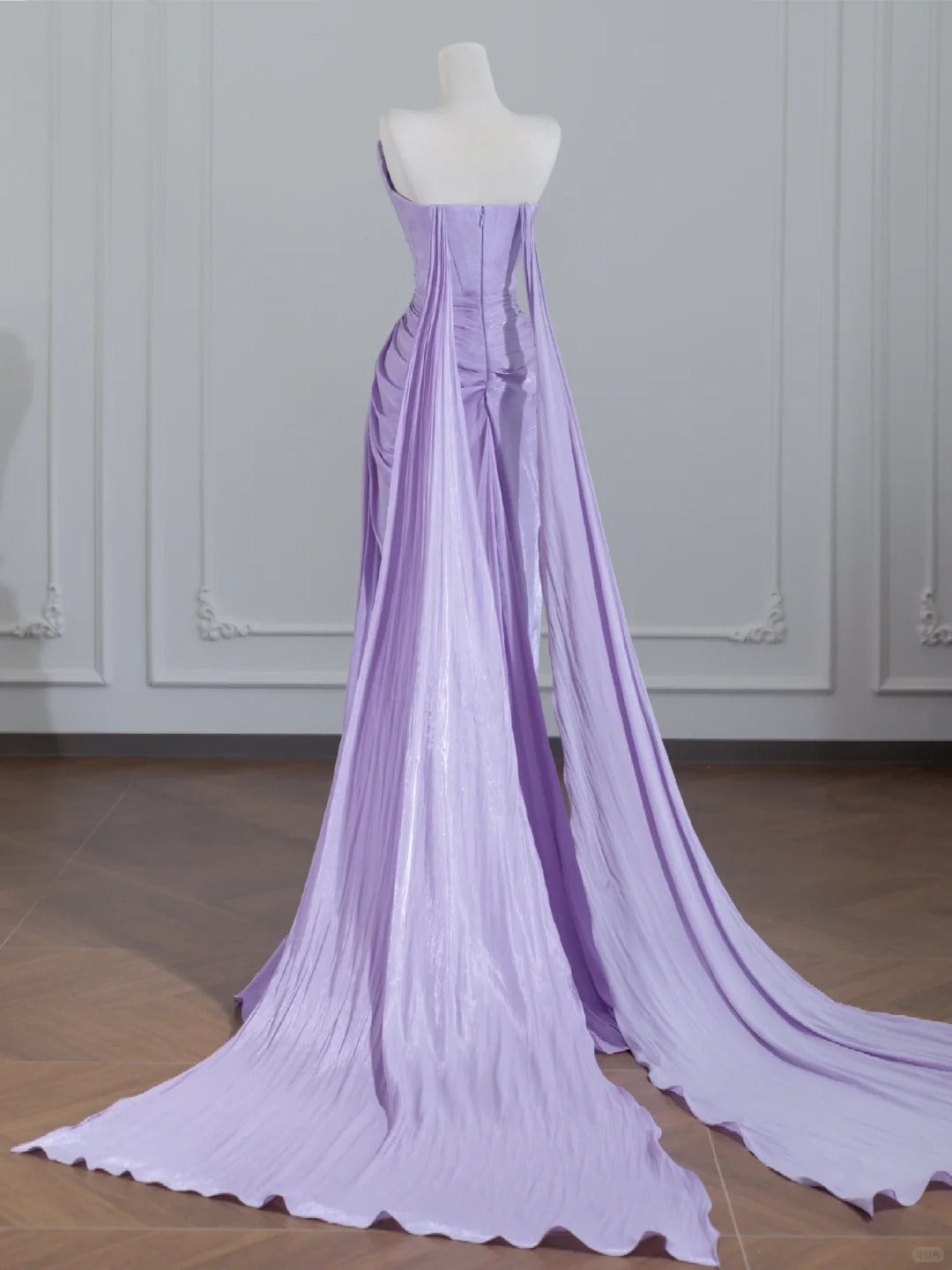 Robe de soirée longue en satin violet, élégante et longue, style féerique, nv4959