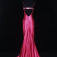 Rose Red Barbie Princess Fashion Off Shoulder Back Long Satin Prom Dress Evening Dress nv5205