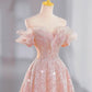 Rosa funkelndes elegantes langes Ballkleid aus Tüll, nv4227