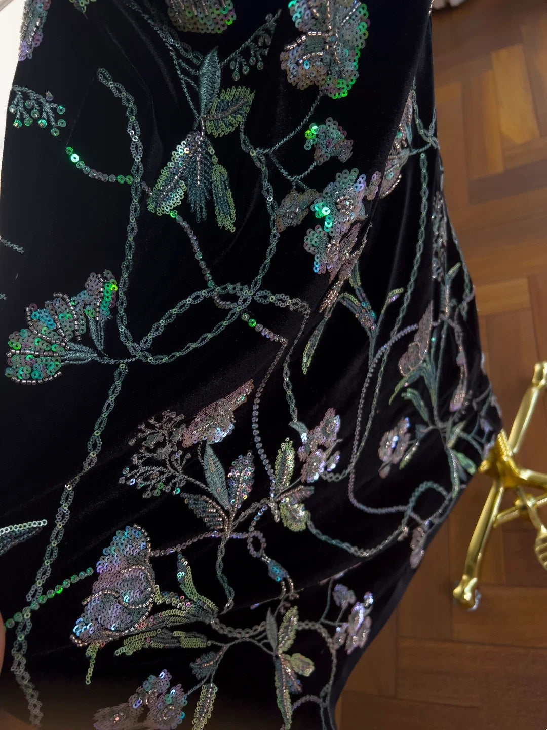 NiceVestidos-_NV Robe longue de soirée noire à fleurs NV5937