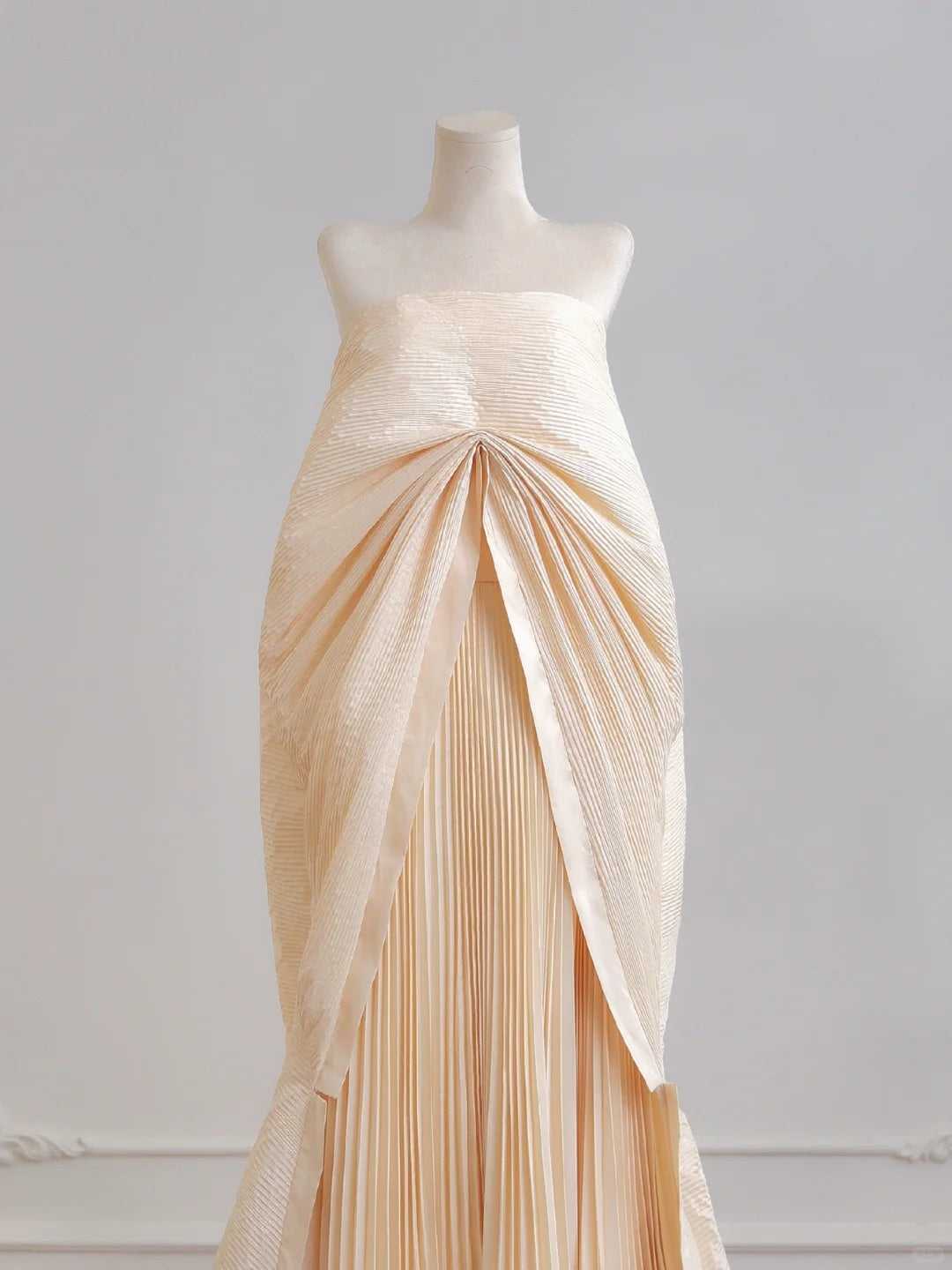 Off-white Fashion Lazy Long Satin Ball Gown Evening Dress nv4944