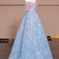 Pink Blue Beaded Long Tulle Floor Length Ball Gown Evening Dress nv5052