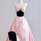 Pink Bow Long Satin Ball Gown Evening Dress nv4943
