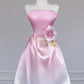 Rosa Gradient Fashion Langes Satin Ballkleid Abendkleid nv4962