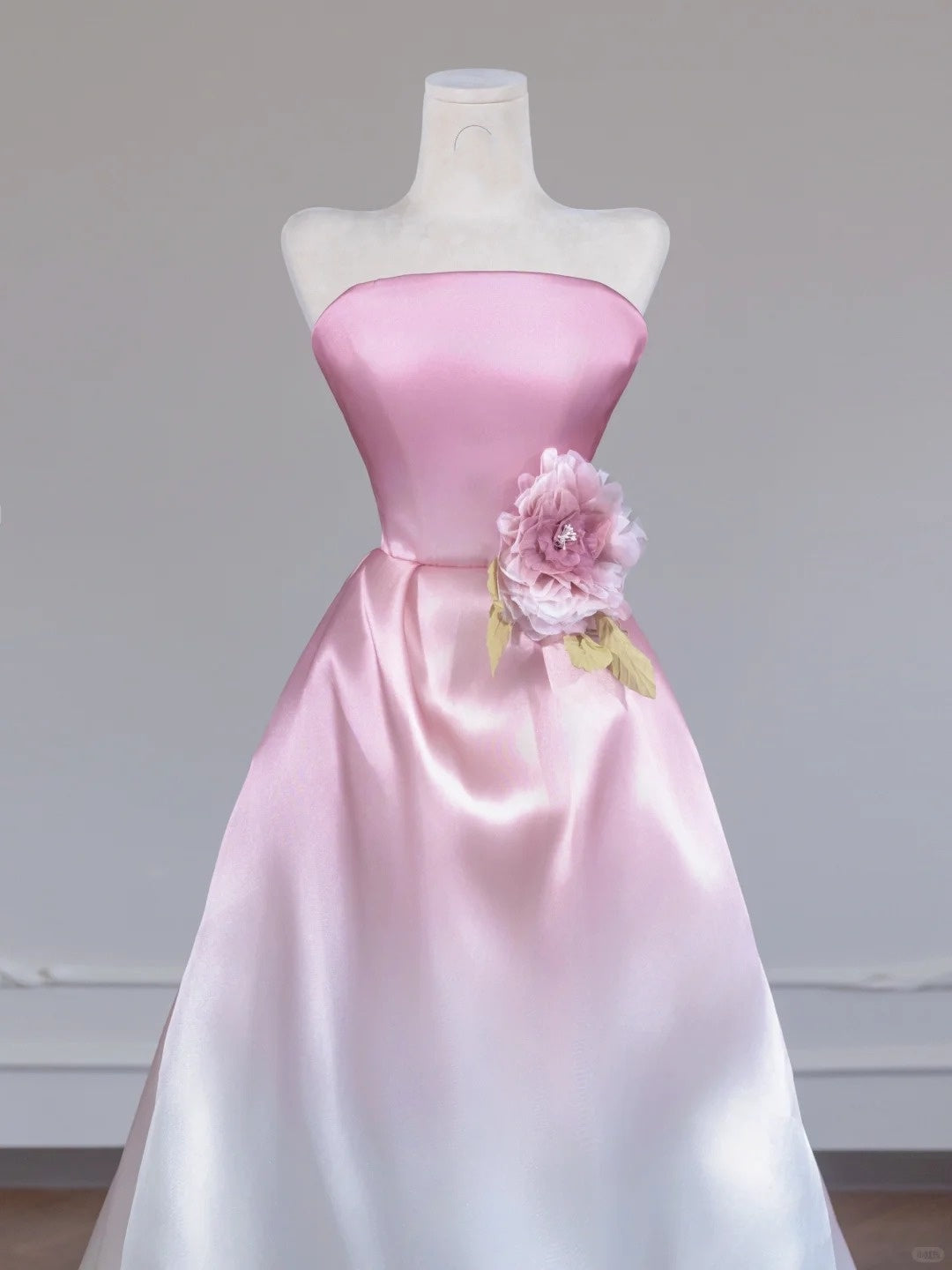 Rosa Gradient Fashion Langes Satin Ballkleid Abendkleid nv4962