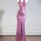 Purple Shiny Long Mermaid Bodycon Sequin Prom Dress Evening Dress Party Dress nv4966