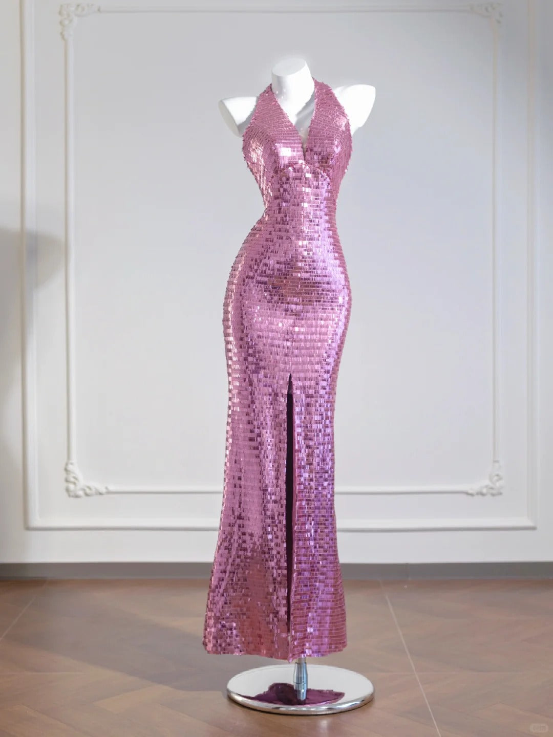 Purple Shiny Long Mermaid Bodycon Sequin Prom Dress Evening Dress Party Dress nv4966