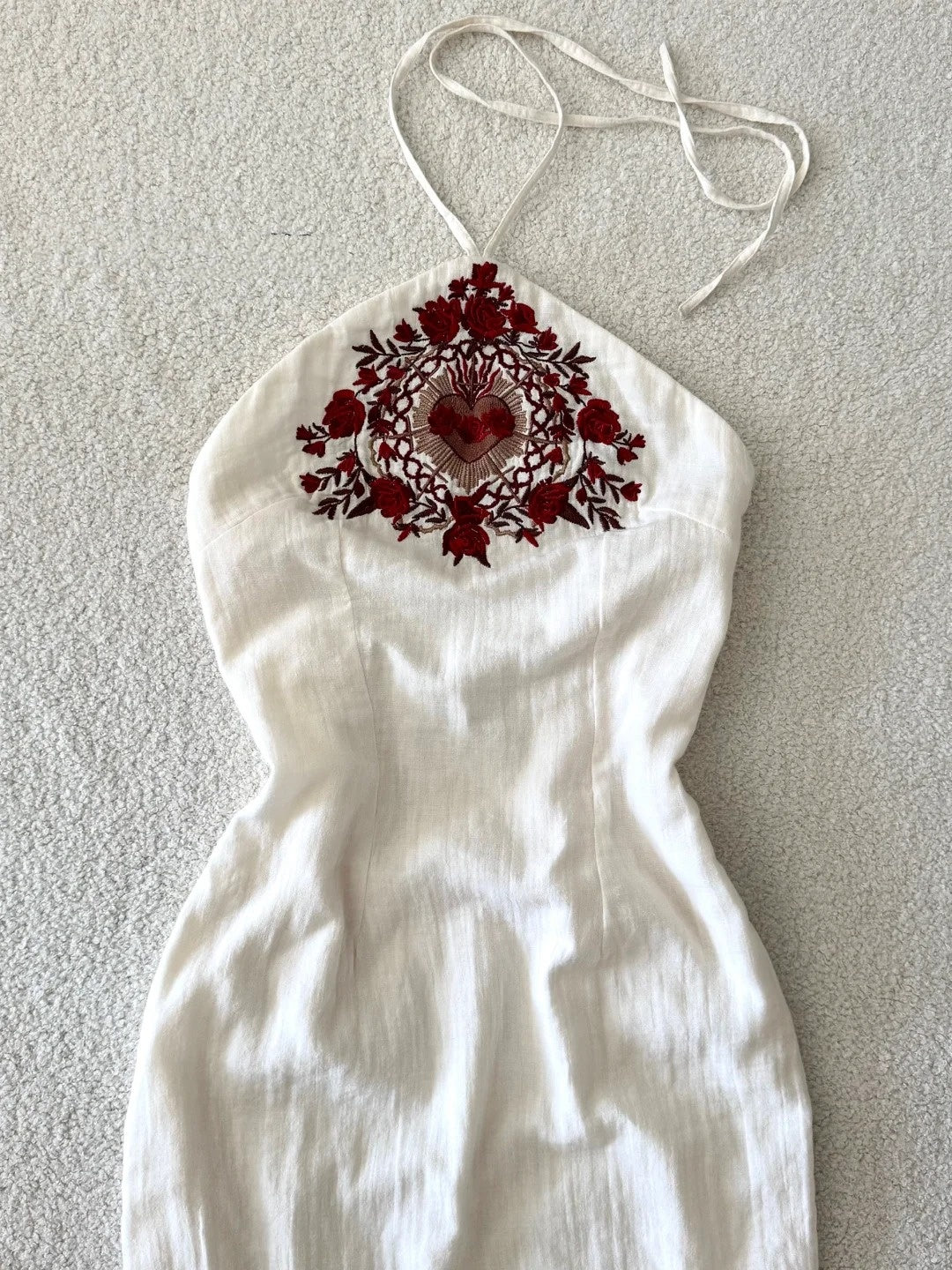 NiceVestidos-White Embroidered Chiffon Holiday Suspender Dress Travel Dress nv5541