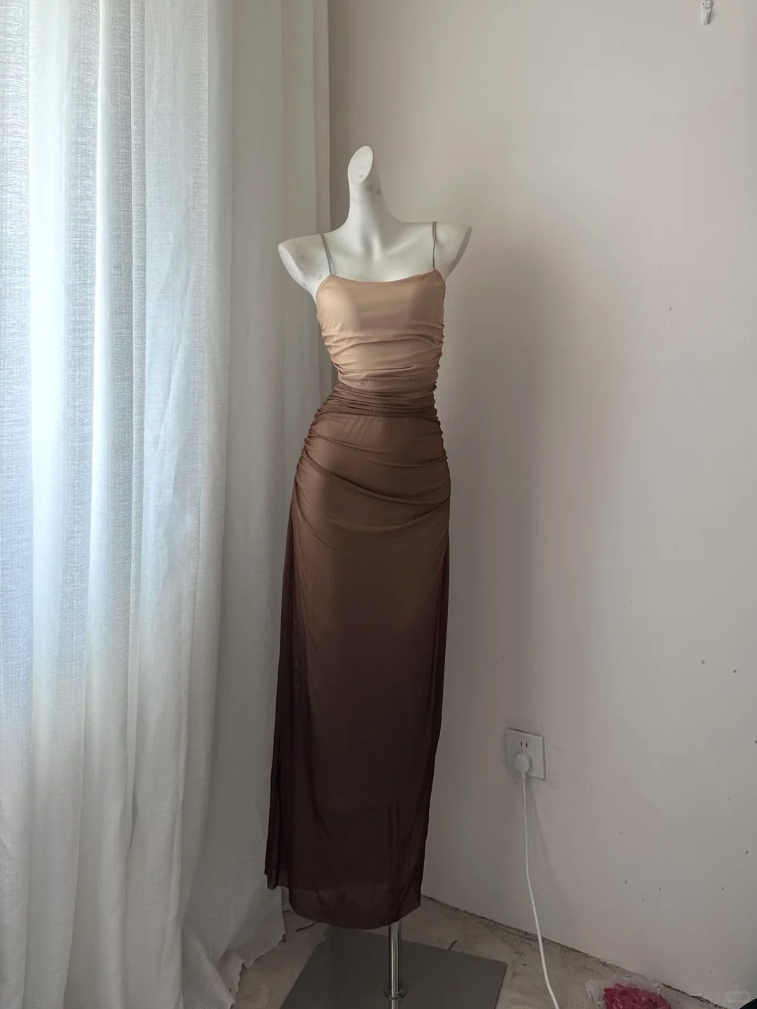 NiceVestidos-Fashion Pink/Light Brown Ombre Tulle Long Prom Dress Nv5612