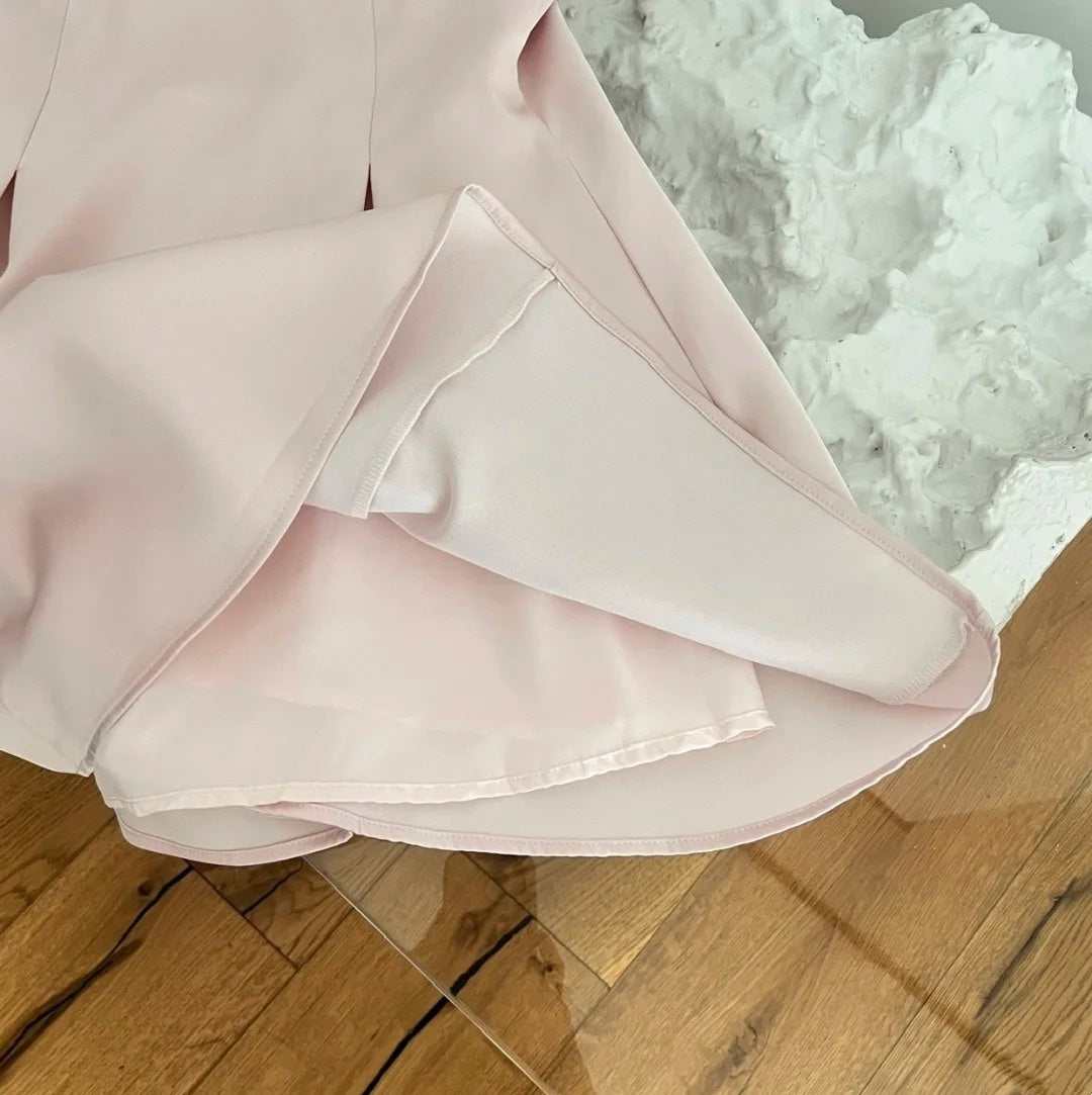 Pink Beaded Homecoming Dress Short Satin Prom Dress Birthday Dress Evening Dress nv4445