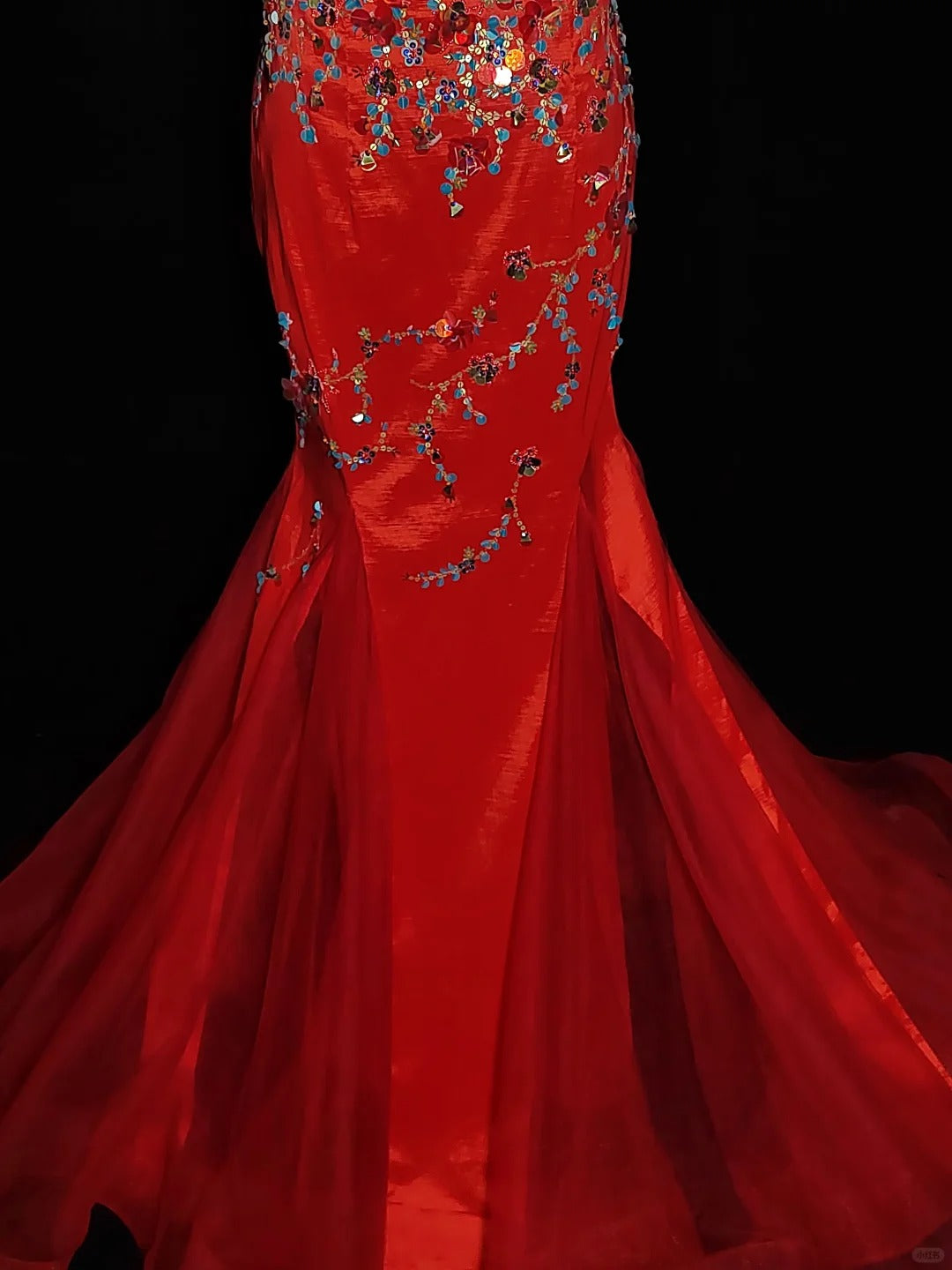 Red Gorgeous Vintage Elegant Exquisite Beaded Short Sleeve Long Mermaid Mermaid Dress Satin Tulle Chiffon Ball Gown Evening Dress Party Dress Wedding Dress Prom Dress nv3962