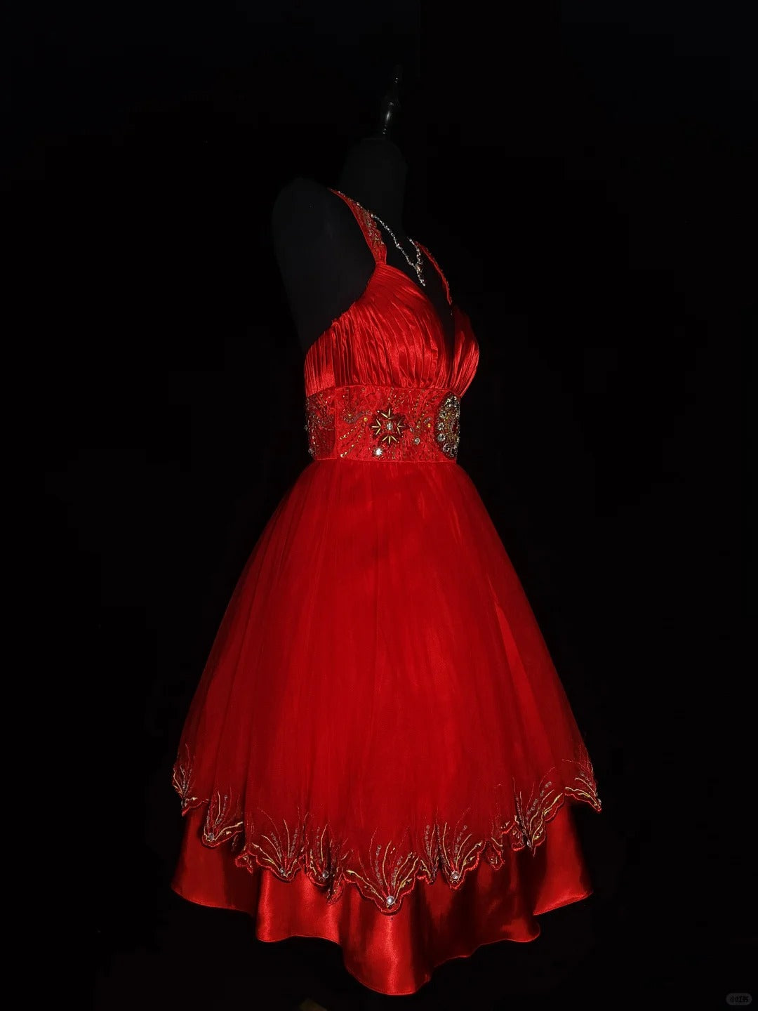 Rot Wunderschöne Elegante Mode Exquisite Edelstein Perlen Kurzes Satin Tüll Ballkleid Abendkleid Abschlussballkleid Homecoming Kleid nv3871