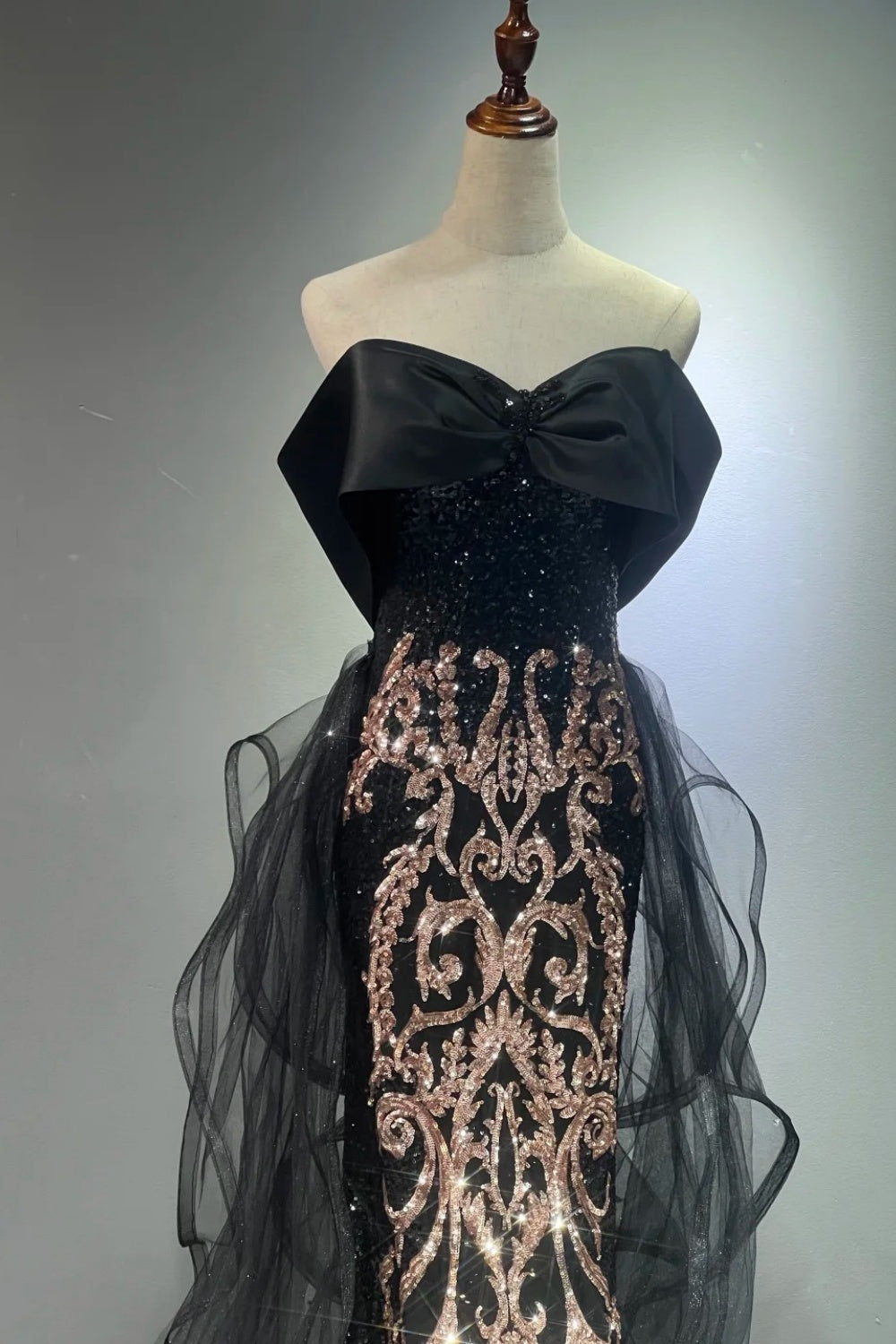 Black Gorgeous Gold Long Ball Dress NV6623