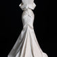 White Gorgeous Exquisite Beaded Long Satin Floor Length Mermaid Slim Ball Gown Evening Gown Wedding Dress nv4124