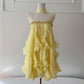 Yellow long/short chiffon tulle homecoming dress prom dress birthday party dress two piece suit nv4670
