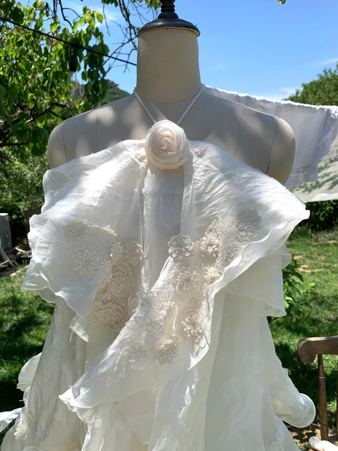 White Sweet Short Chiffon Homecoming Dress Birthday Party Dress nv4938