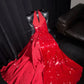 Red shiny elegant sexy long ball gown evening dress party dress nv4684
