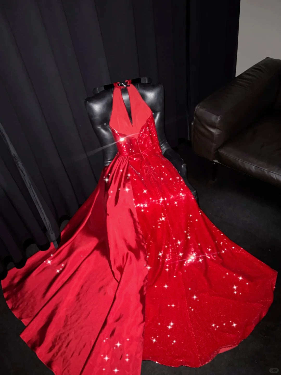 Red shiny elegant sexy long ball gown evening dress party dress nv4684