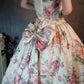 Charming pink vintage floral long satin prom dress nv5435