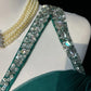 Green rhinestone beads elegant long satin Prom Dres evening gown nv4930
