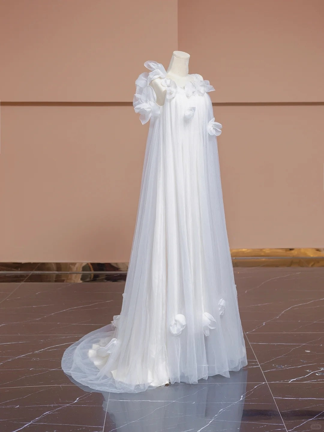 White floral fairy long chiffon ball gown, evening gown nv5076