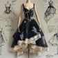 Black and white floral long tulle homecoming dress multi-layered ruffle fairy birthday party dress princess ball gown evening dress nv4548