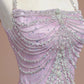 Blue Pink Glitter Beaded Ombre Long Tulle Mermaid Bodycon Floor Length Ball Gown Evening Gown Party Dress nv5054