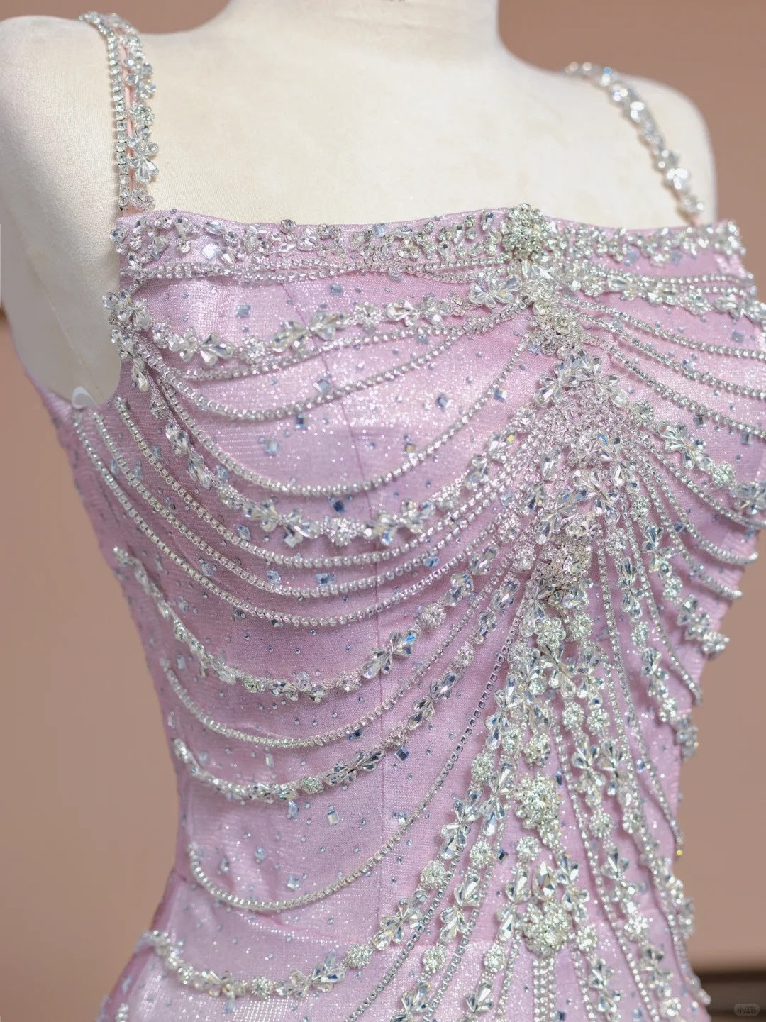 Blue Pink Glitter Beaded Ombre Long Tulle Mermaid Bodycon Floor Length Ball Gown Evening Gown Party Dress nv5054