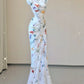 White Floral Elegant Sweet Sophisticated Long Chiffon Ball Gown Evening Dress Party Dress nv4145