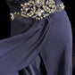 Blue rhinestone backless long chiffon ball gown evening dress nv4427