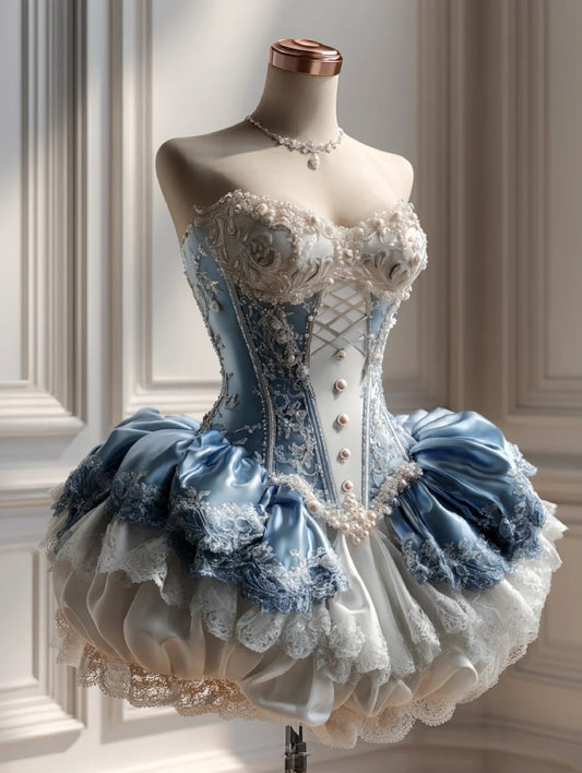 Rococo Treasures | Exquisite Rococo Misty Blue Dress, a Fairy-like Beauty NV6522
