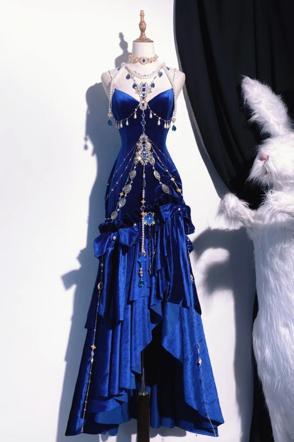 Retro Blue Long Goddess Dress Prom Dress NV6473