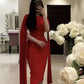 Robe de soirée longue rouge élégante avec cape nv2434