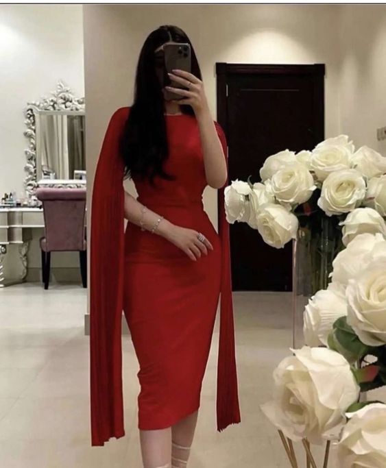 Robe de soirée longue rouge élégante avec cape nv2434