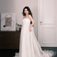Strapless Pleated Tulle A Line Wedding Gown, Simple Bridal Dress  NV7344