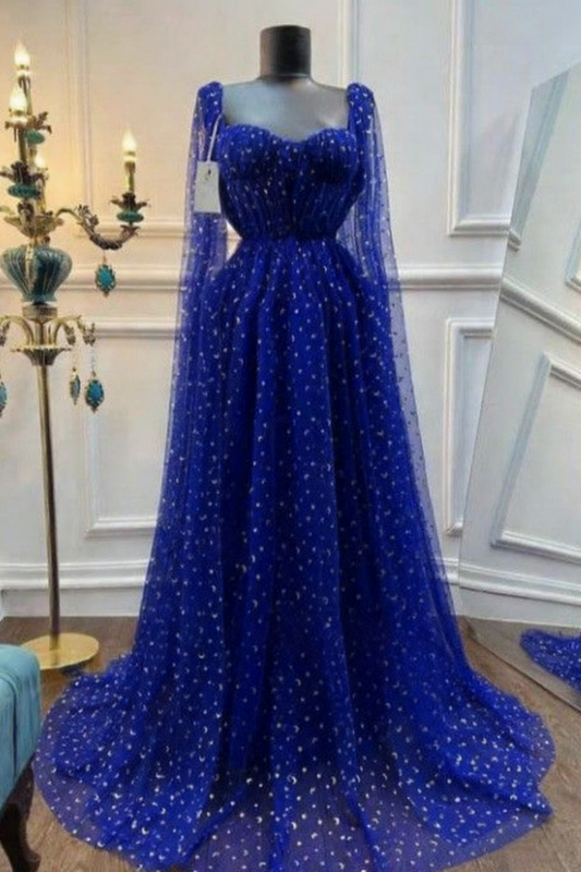 NiceVestidos-_Blue Long Tulle Prom Dress NV6073