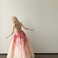 Strapless Pink Red Ombre Tulle Ball Gown 3D Floral Prom Dress  NV7129