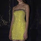 Yellow shiny sequins short homecoming dress birthday cocktail party dress nv4658