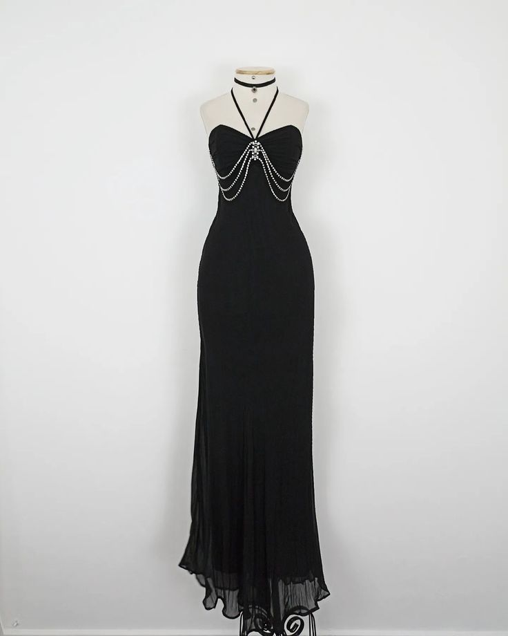 Black vintage elegant fashion long chiffon ball gown evening dress party dress nv3549