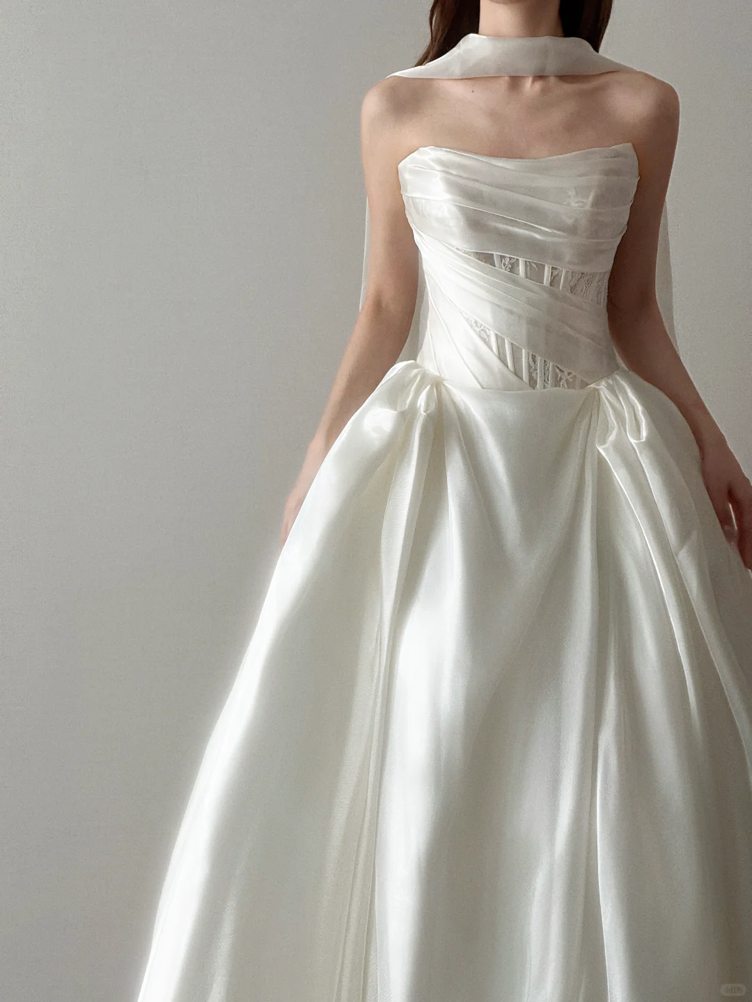 Strapless Satin Wedding Dress Cutout Corset A Line Bridal Gown  NV7114